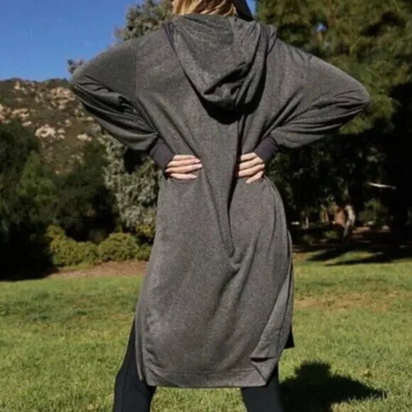 Free People Gray Hooded Long Feel Good Layer S - Picture 2 of 13